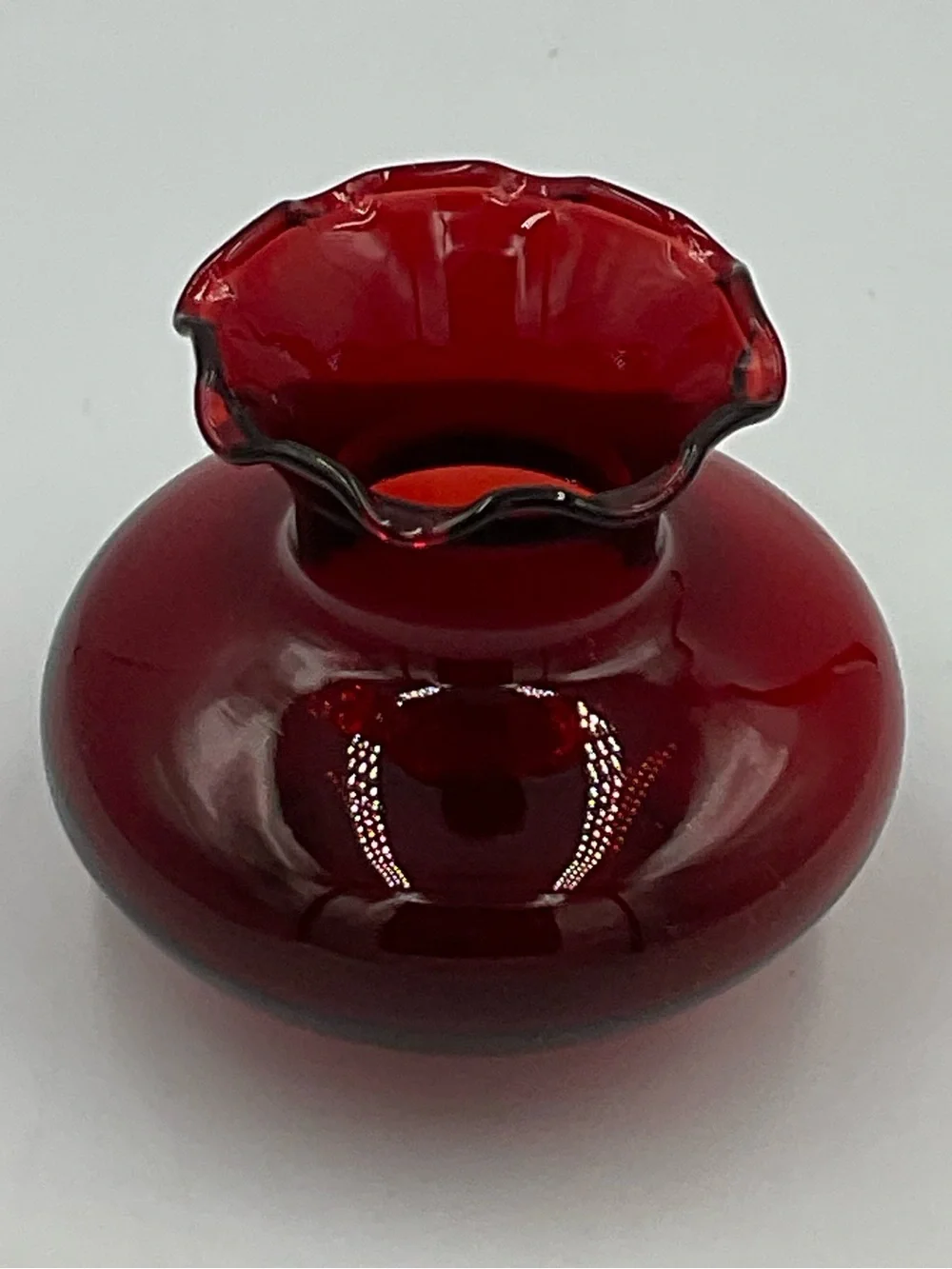 Vintage Anchor Hocking Royal Ruby Red Crimped Bud Vase